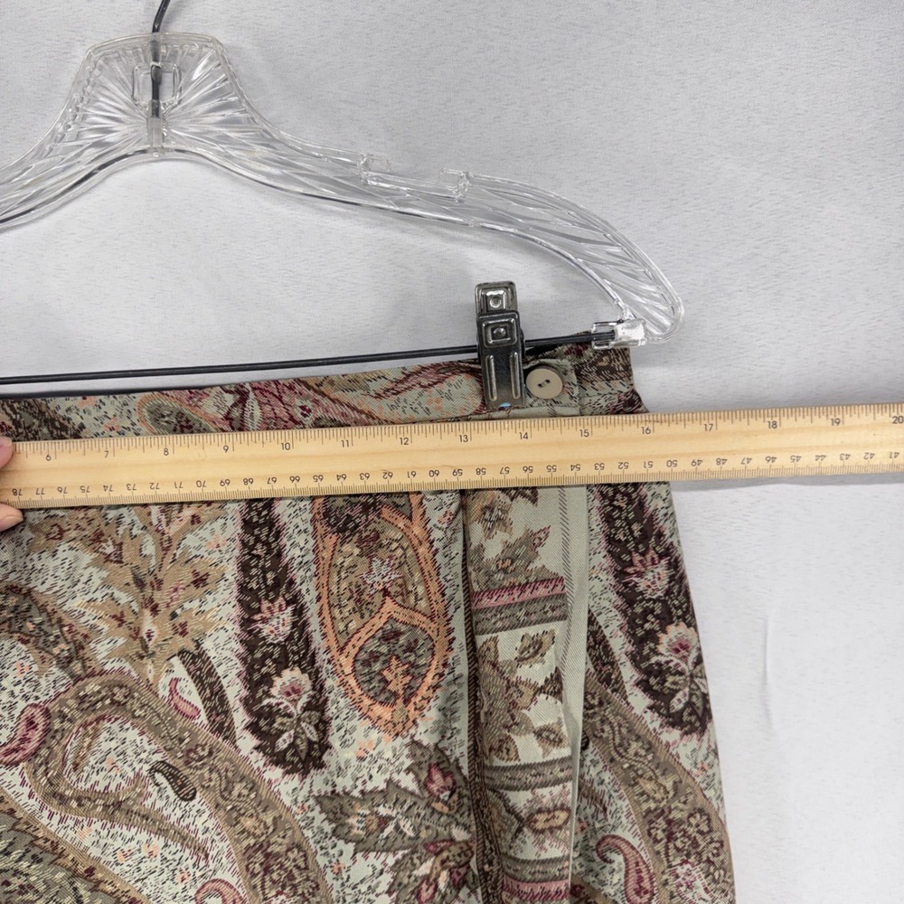 Talbots Silk Paisley Wrap Skirt Womens 12 Green Brown Midi Boho Cottagecore - Picture 4 of 6